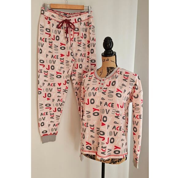 P.J. Salvage Other - PJ Salvage Peace & Joy Waffle Ski Jammie Pajama Set Thermal Snowboard Sz S New